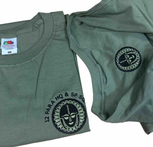 12 Para Squadron, T Shirt, Green, Front + Rear Emblem.