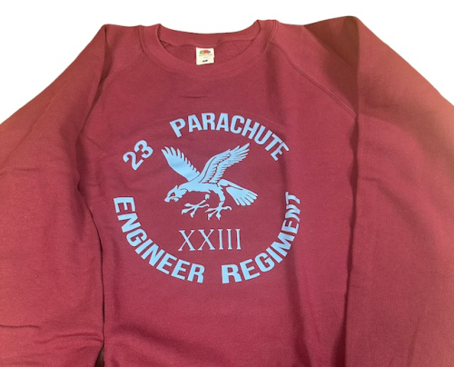 23 Parachute Regt, RHQ Sweatshirt, Maroon, Large Emblem.