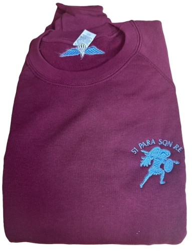 51 Para Squadron, SweatShirt, Maroon, Small Emblem, Rear Wings