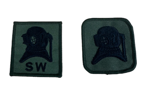 RE Diving Badge, Black on Green.