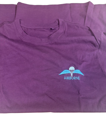 Airborne T-Shirt, Embroided Wings on Maroon Shirt (XL Only).